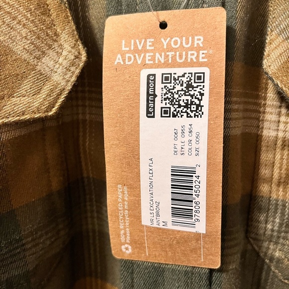Brand New Mens Eddie Bauer Excavation Flex Flannel Medium - Picture 4 of 5